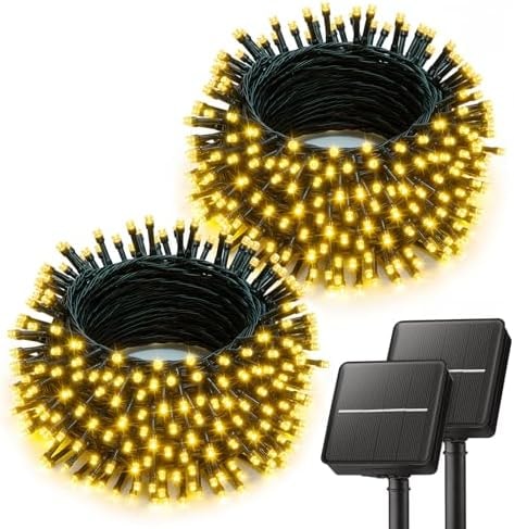 Brightown 2 Pack Solar String Lights Outdoor Waterproof, 80 FT 200 LED