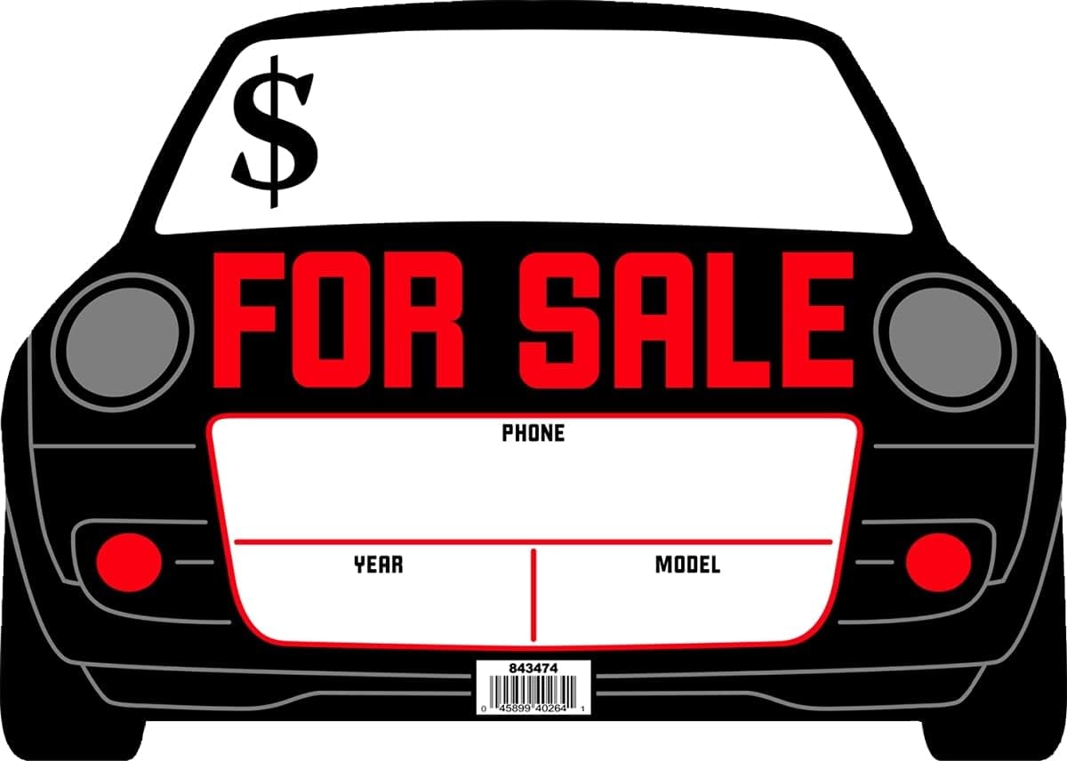 Hillman 843474 Automobile for Sale Sign (10" x 14"), White ( Pack of 6 )