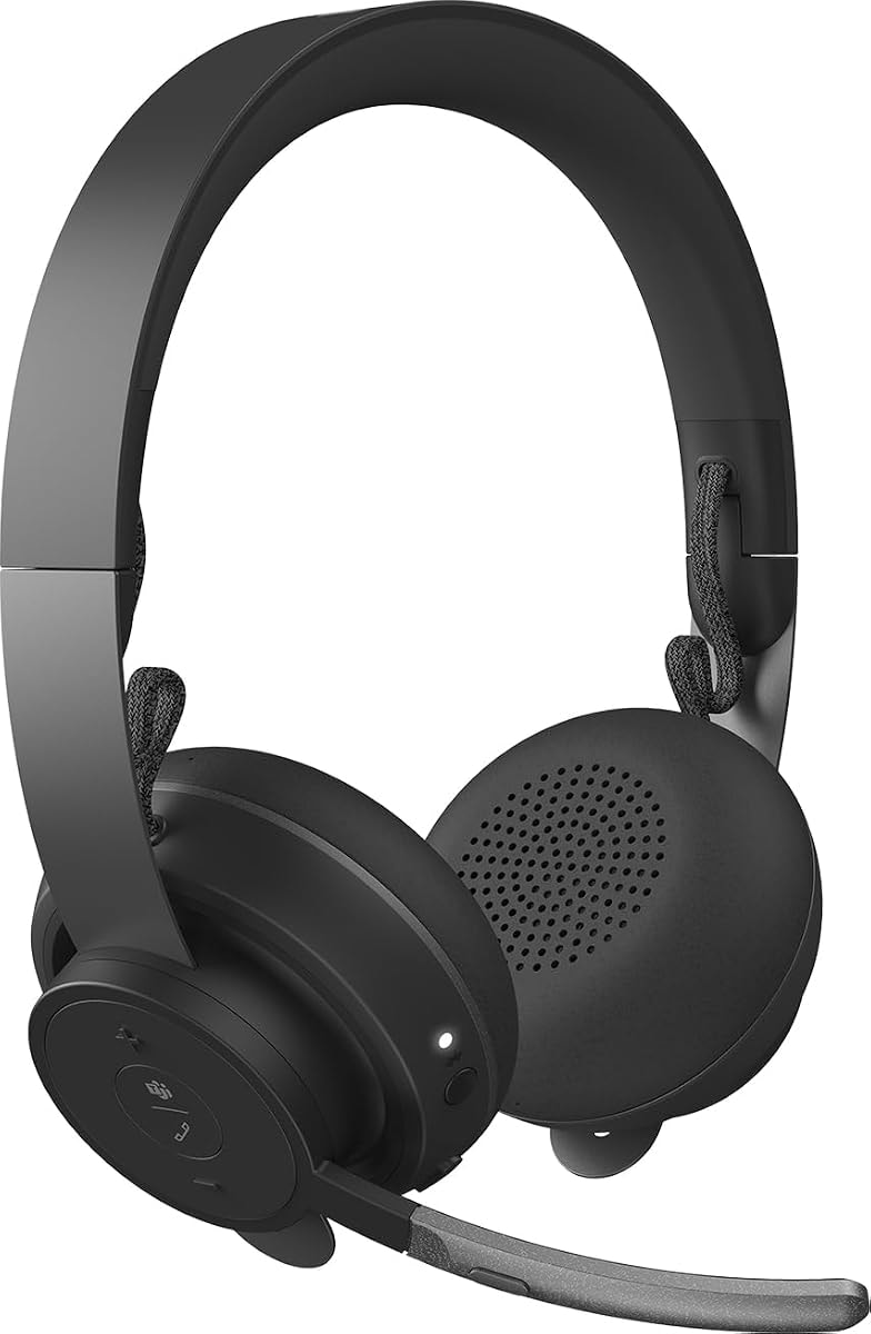 Logitech Zone Wireless Plus Bluetooth Wireless Headset Designed for the Open Office with Exceptional Sound, flip-to-Mute mic and Qi Charging.