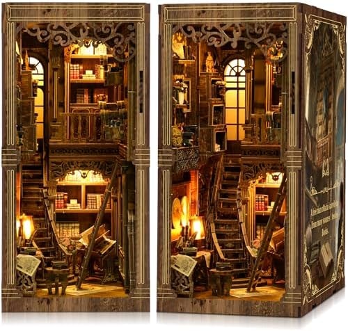 CRIOLPO Book Nook Kits DIY Miniature House Kit with LED Light for Adults