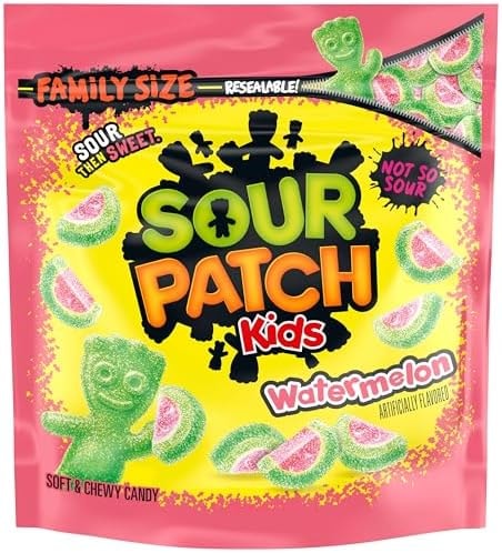 SOUR PATCH KIDS Watermelon Soft & Chewy Gummy Candy, Family Size, 1.8 lb