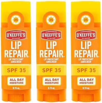OKeeffes Lip Repair SPF 35 Balm, Moisturizer for Cracked Lips, 3-Pack