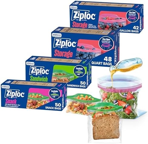 Ziploc Food Storage & Sandwich Bags Variety Pack, 190 Total Bags