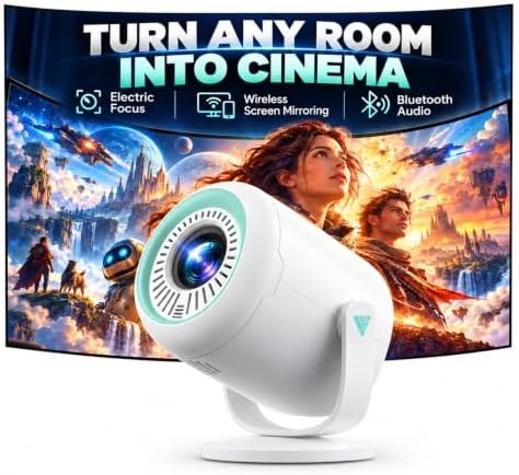 Mini Projector, Nasin VF211 Portable WiFi Bluetooth 1080P Electric Focus