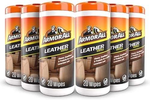 Armor All Car Interior Cleaner Leather Wipes - Cleaning for Cars & Truck & Motorcycle, 20 Count (Pack of 6), 10881