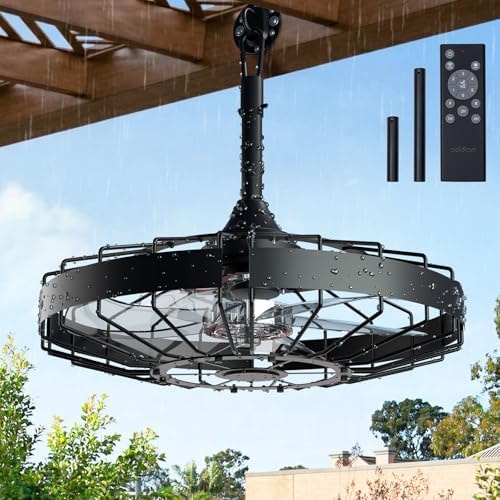 addlon 20" Outdoor Ceiling Fan without Light, IP65 Plug in Hanging Fan