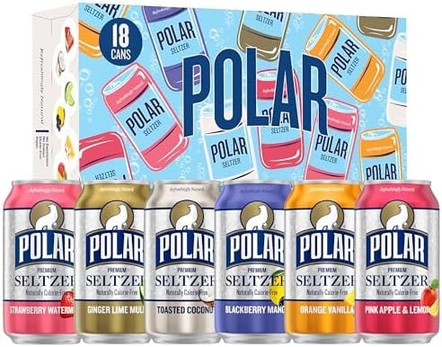 Polar Seltzer Water Sampler Variety Pack, 12 fl oz cans, 18 pack