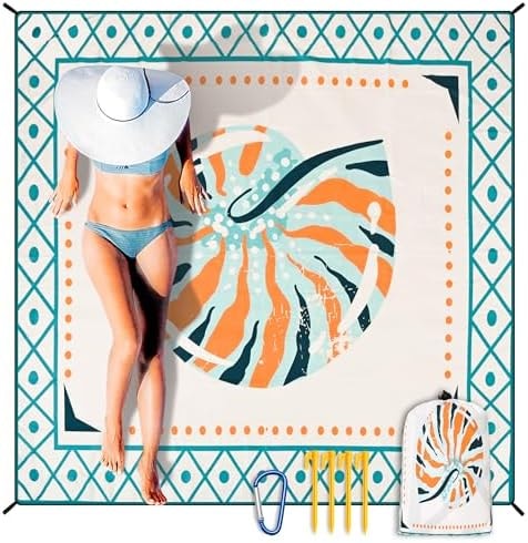 HIHOHO Waterproof Sandproof Beach Blanket Mat for 1-8 Adults, Quick Drying