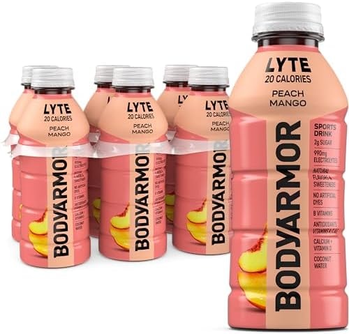 BODYARMOR LYTE Sports Drink, Peach Mango Electrolyte Drink, 16 Oz (6 Pk)