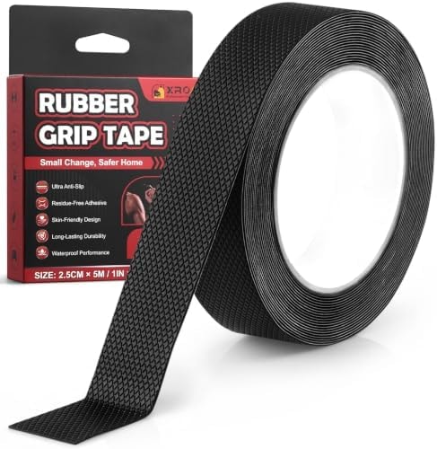 Xroam Rubber Grip Tape for Handles 1" x 16.4Ft Non-Abrasive Anti Slip Tape