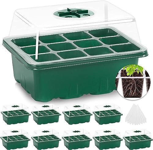 MIXC 10 Pack Seed Starter Tray, 120Cell Stater Kit with Humidity Dome Green