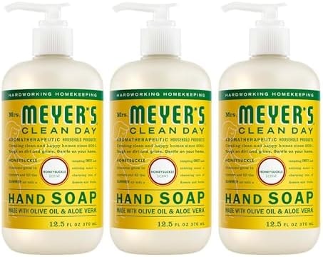 MRS. MEYER'S CLEAN DAY Hand Soap, Honeysuckle Scent, 12.5 Fl Oz Bottle - 3 Pack