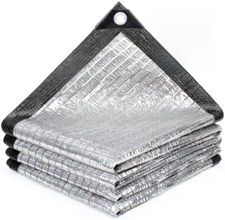 SUNNY GUARD 85% Aluminum Sun Shade Cloth, 8x10FT Heat Reflective Tarp