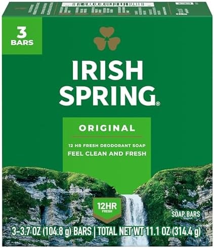 Irish Spring Bar Soap for Men, Original Clean, Smell Fresh and Clean for 12 Hours, Men Soap Bars for Washing Hands and Body, Mild for Skin, Recyclable Carton, 3.7 Ounce - 3 Count (Pack of 8)