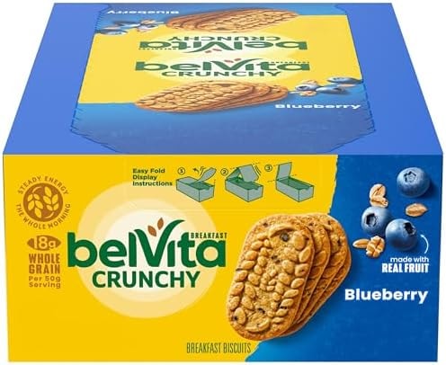belVita Breakfast Bars Biscuits, Blueberry, 8 Packs (4 Biscuits Per Pack)
