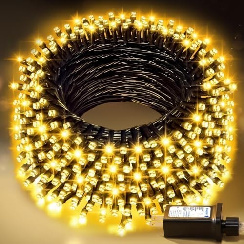 100FT Warm White Christmas String Lights, Outdoor Waterproof LED,Green Wire
