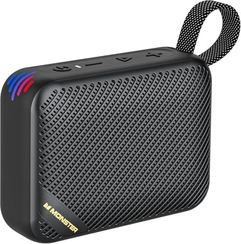 Monster S360 Portable Bluetooth Speaker, IPX7 Waterproof, Bluetooth 6.0, 20H Playtime, Powerful Stereo Sound, Support TF Card, Clear Hands-Free Calling Speaker for Home, Outdoors and Travel