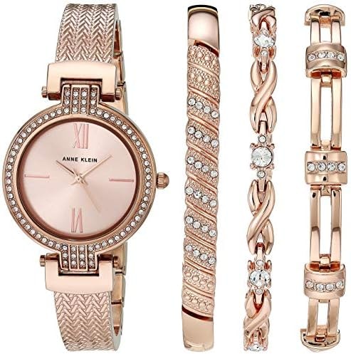 Anne Klein Women's Premium Crystal Accented Watch and Bracelet Set