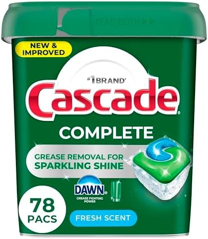 Cascade Complete Dishwasher Pods - Fresh Scent ActionPacs, Dishwasher Detergent, Dishwasher Soap, Detergent Pods, 78 Count