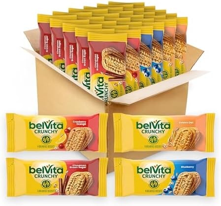 belVita Breakfast Bars Biscuits Variety Pack, 4 Flavors, 30 Packs