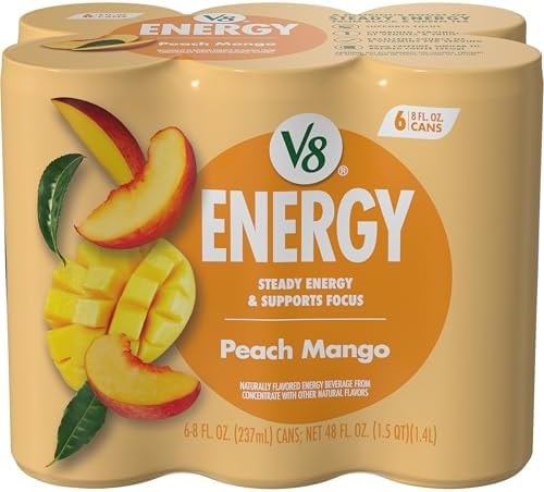 V8 Energy Peach Mango Energy Drink, 8 fl oz Can (6 Pack)