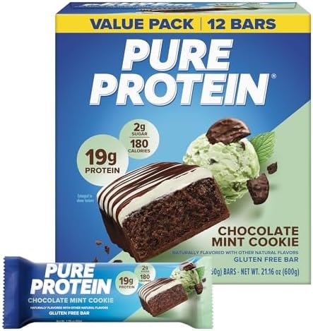 Pure Protein Chocolate Mint Cookie Protein Bars, 20g Protein, 12 Ct