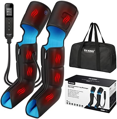 FIT KING Leg Compression Massager with Heat for Circulation and Pain Relief
