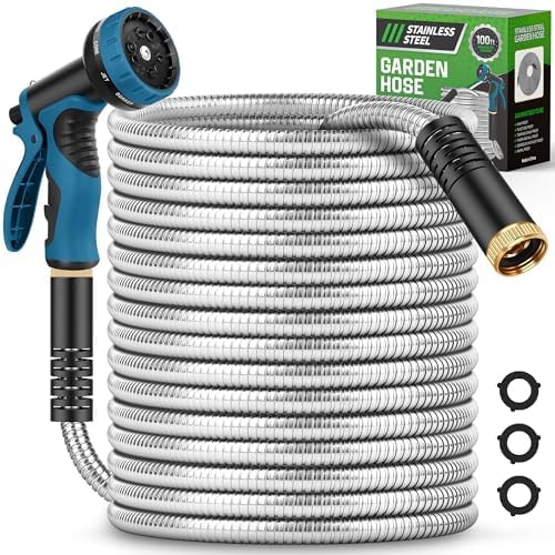 Advinski Garden Hose 100FT with 10-Function Nozzle, No-Kink Water Hose