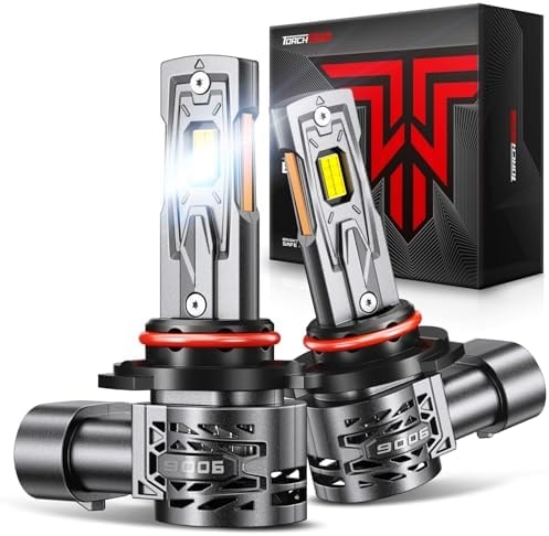 Torchbeam T5A HB4/9006 LED Fog Light Bulbs, 110,000LM 15X Super Bright With 25000RPM Cooling Fan, 6500K Cool White, 360° Adjustable 8-Hole Ring, 1:1 Size Plug & Play, For Car, Truck & SUV, Pack of 2