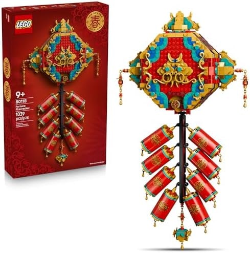 LEGO Spring Festival Fortune Firecracker Kids Building Toy - Chinese New Year Toy for Boys & Girls, Ages 9+ - Play & Display Wall Art with Realistic Sound Effects - Gift Idea for Birthdays - 80118