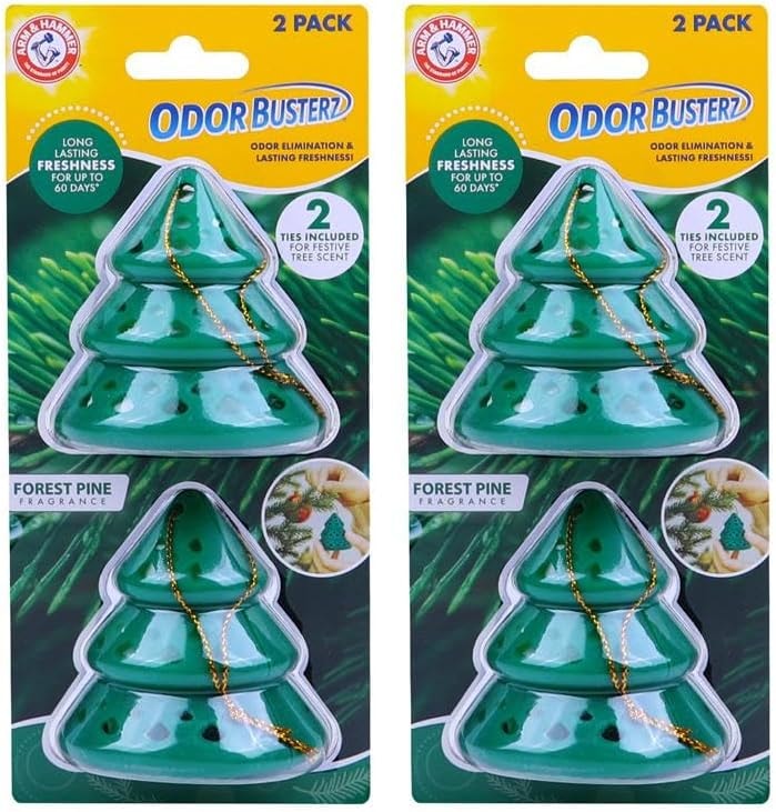 Arm & Hammer Deodorizing Odor Busterz, 4 Count, Forest Pine Figural, Air Freshener and Odor Eliminator - Long-Lasting Freshness for Home, Bathroom, Closet, Gym Bags, Sports Gear and More