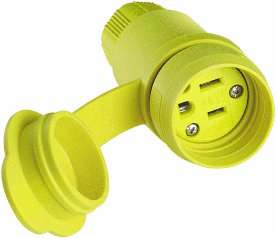 EATON 15W47-K Arrow Hart Grounded Straight Blade Watertight Electrical Connector, 125 V, 15 A, 2 Pole, Yellow