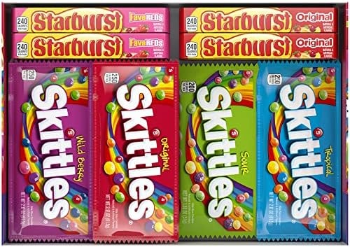 SKITTLES & STARBURST Chewy Candy Variety Pack, Bulk Box, 62.79 oz, 30 Pack