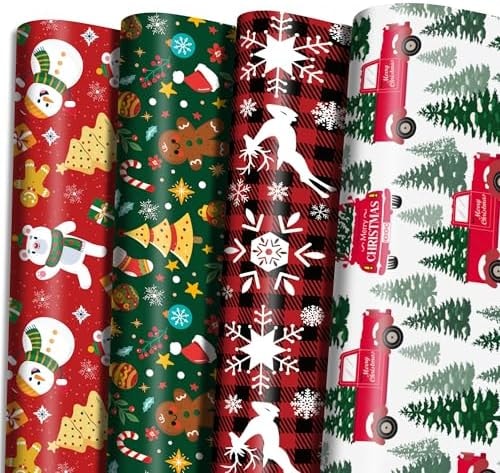 OHOME Christmas Wrapping Paper - Jumbo Sheets - Christmas Decorations Bags | Red, Green and White Tissue Paper - Gifts for Kids Men Women | Xmas Party Favors,29" x 42"