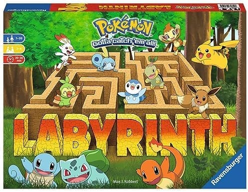 Ravensburger Labyrinth Pokemon Board Game - A Strategic Maze Adventure for Family Nights & Pokemon Parties - Includes Pikachu, Bulbasaur, and More - Great Birthday Gift for Kids Ages 7 and Up