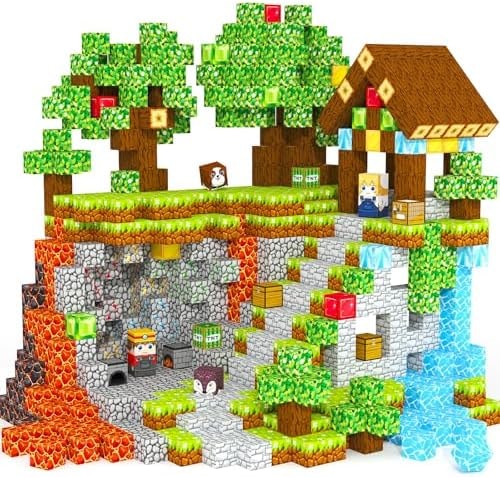 Magnetic Blocks, Magnetic Tiles Building Blocks, Magnet Cubes Toddler Kids Toys, Sensory STEM Toys for 3-5 4-6 5-7 6-8 Year Old Boys Girls Easter Birthday Gifts Travel Outdoor Kids Games (0.8IN/2CM)
