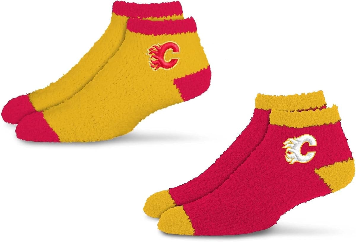 For Bare Feet Unisex NHL Calgary Flames Super Cozy Sleep Soft Two Pack Team Colors OSFM