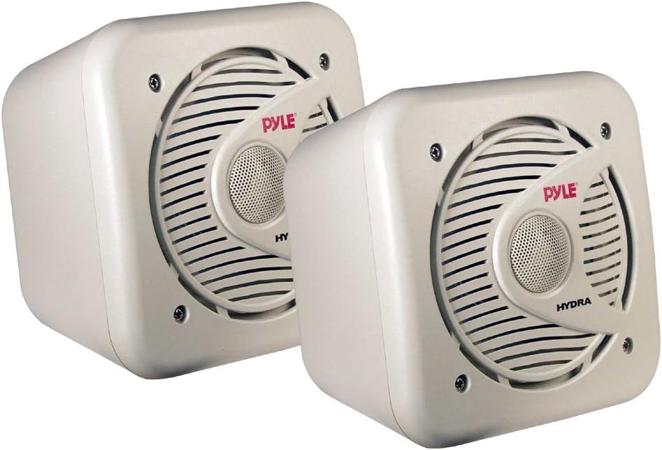 Pyle 5.25 Inch Dual Marine Speakers - 2 Way Waterproof and Weather Resistant Outdoor Audio Stereo Sound System with 150 Watt Power, Poly Mica Woofer Cone and Butyl Rubber Surround - 1 Pair - PLMR53