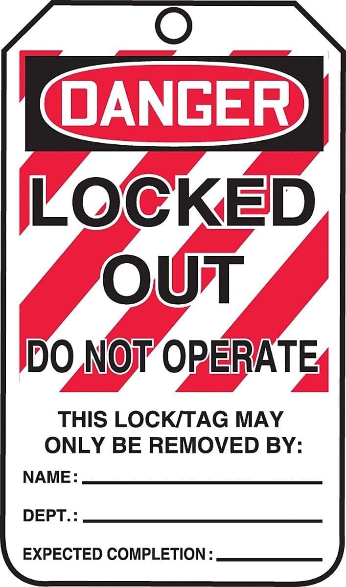 Accuform Lockout Tags, Pack of 25, Danger Locked Out Do Not Operate, US Made OSHA Compliant Tags, Tear & Water Resistant PF-Cardstock, 5.75"x 3.25", MLT407CTP