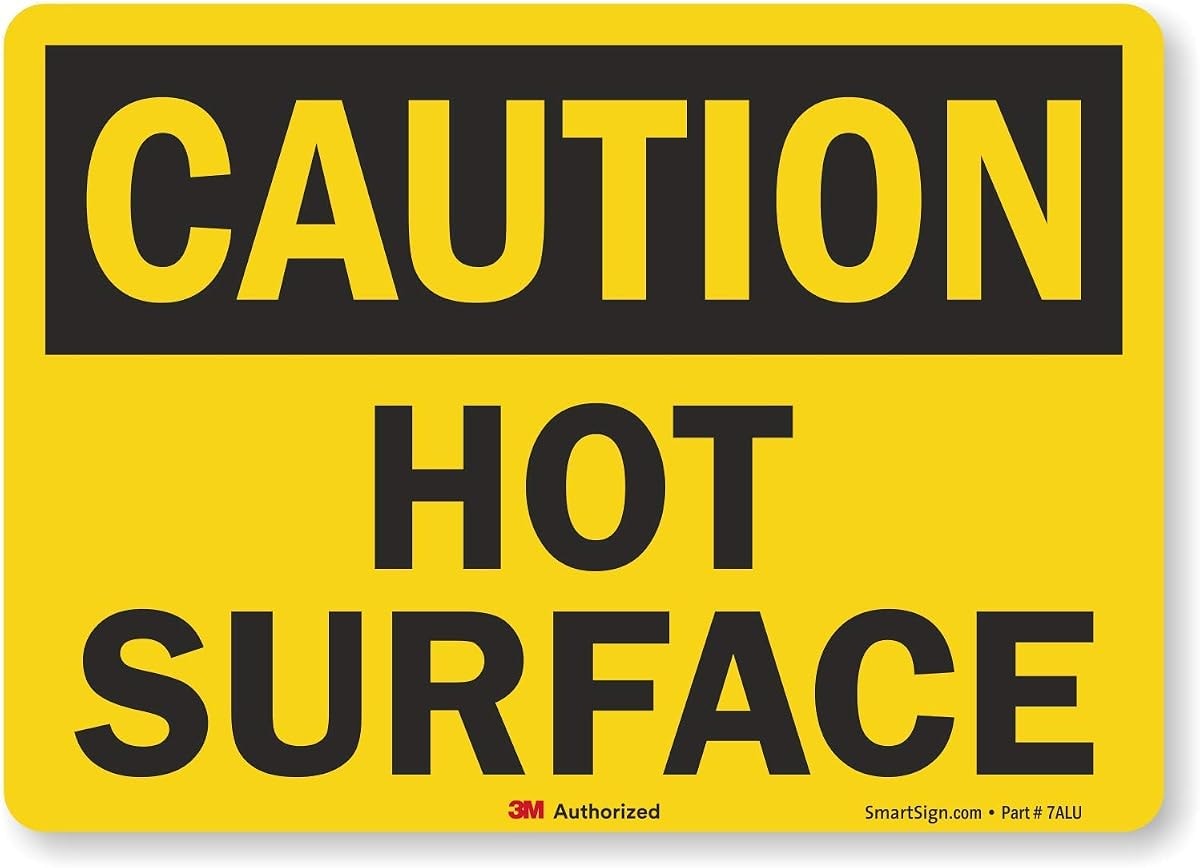 SmartSign "Caution - HOT Surface" Label | 5" x 7" 3M Reflective Laminated Vinyl