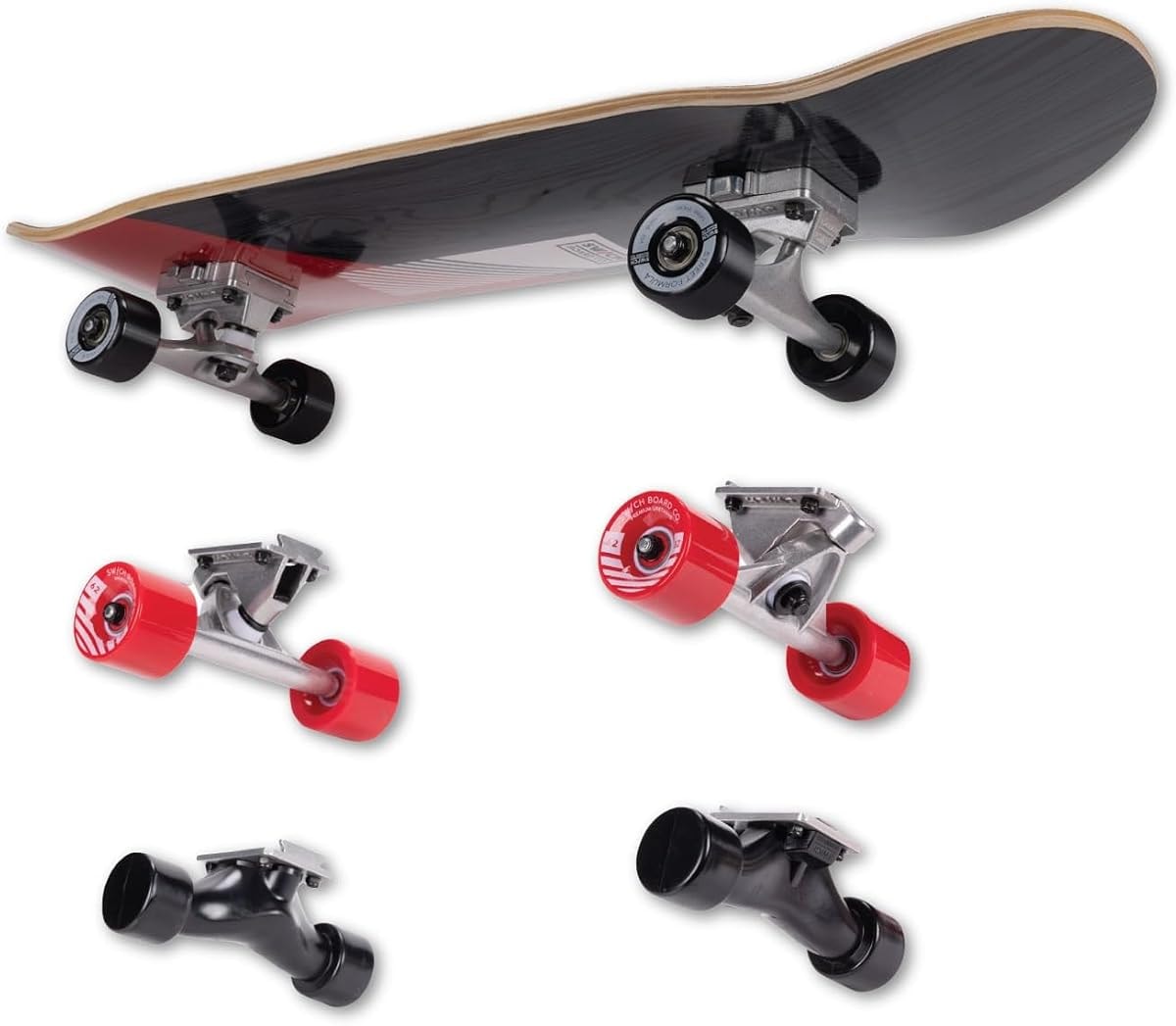 SWCH Board 3-in-1 Complete Skateboard – Trick, Cruiser & Trainer Set with Slide & Ride Tech, Tool-Free Setup | Maple Deck | Ages 8+