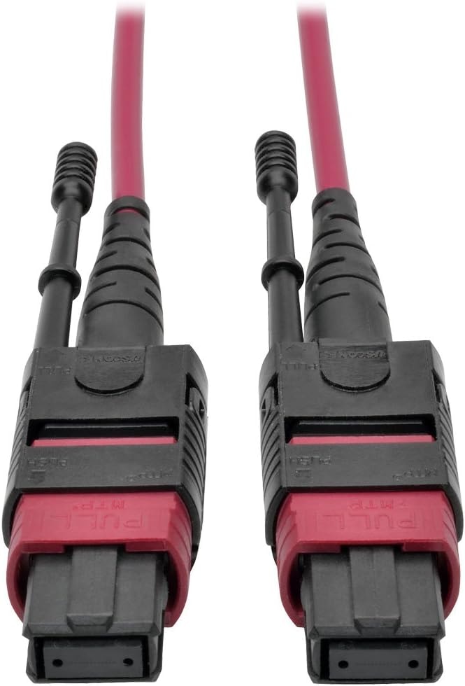 Tripp Lite 5M MTP MPO Multimode Patch Fiber Optic Cable 12 Fiber 40/100Gb OM4 50/ 125 CMP Magenta 16.4ft (N845-05M-12-MG)