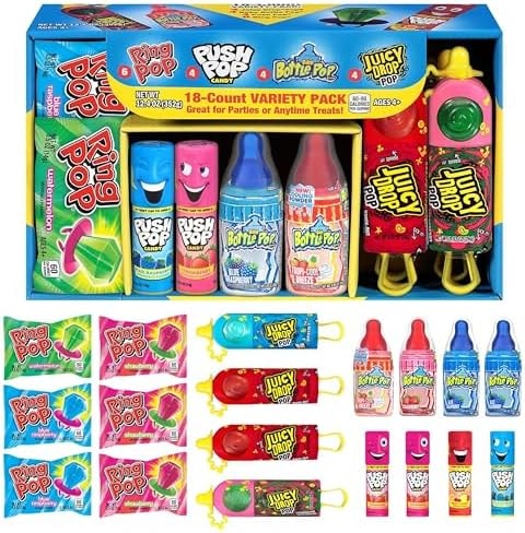 Halloween Candy Variety Pack, 18 Ct, Ring Pop, Push Pop & More