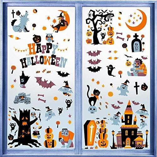 CCINEE Halloween Window Stickers - 10 Sheets Window Clings Decals for Party Decoration, Indoor & Outdoor Home Decor
