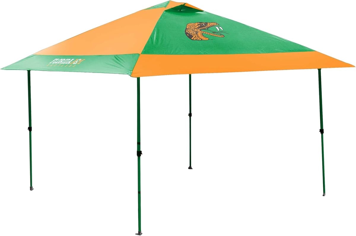 Logo Brands NCAA Florida A&M Rattlers 12x12 Solo Up Canopy – 144 Square Feet of Shade – One-Person Easy Setup, UV-50 Protection, Rolling Storage Bag – Perfect Tent for Tailgates and Outdoor Events