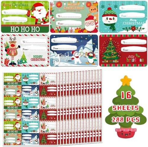 Christmas Gift Tags, Gift Tags for Christmas Presents, 288Pcs Xmas Decor