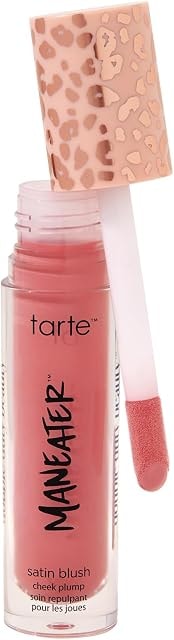 tarte maneater satin blush cheek plump – Lightweight Liquid Blush Infused with Coconut Water, Hyaluronic Acid & Vitamin E for a Hydrated Cheek Tint, Vegan & Cruelty-Free, full size, pink coral