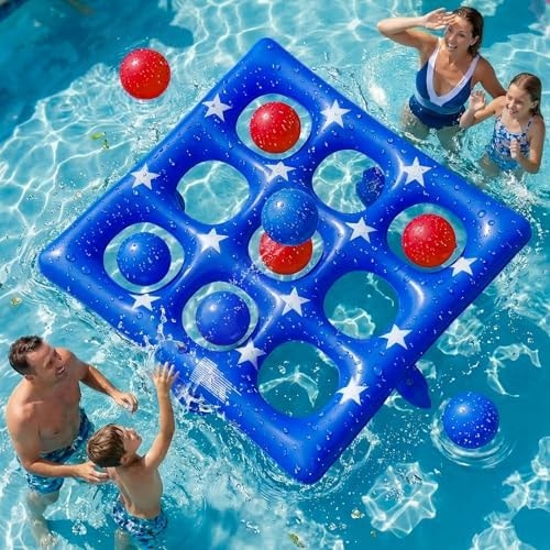 Pool Party Toys Games Set - Giant Inflatable Tic Tac Toe Float Game