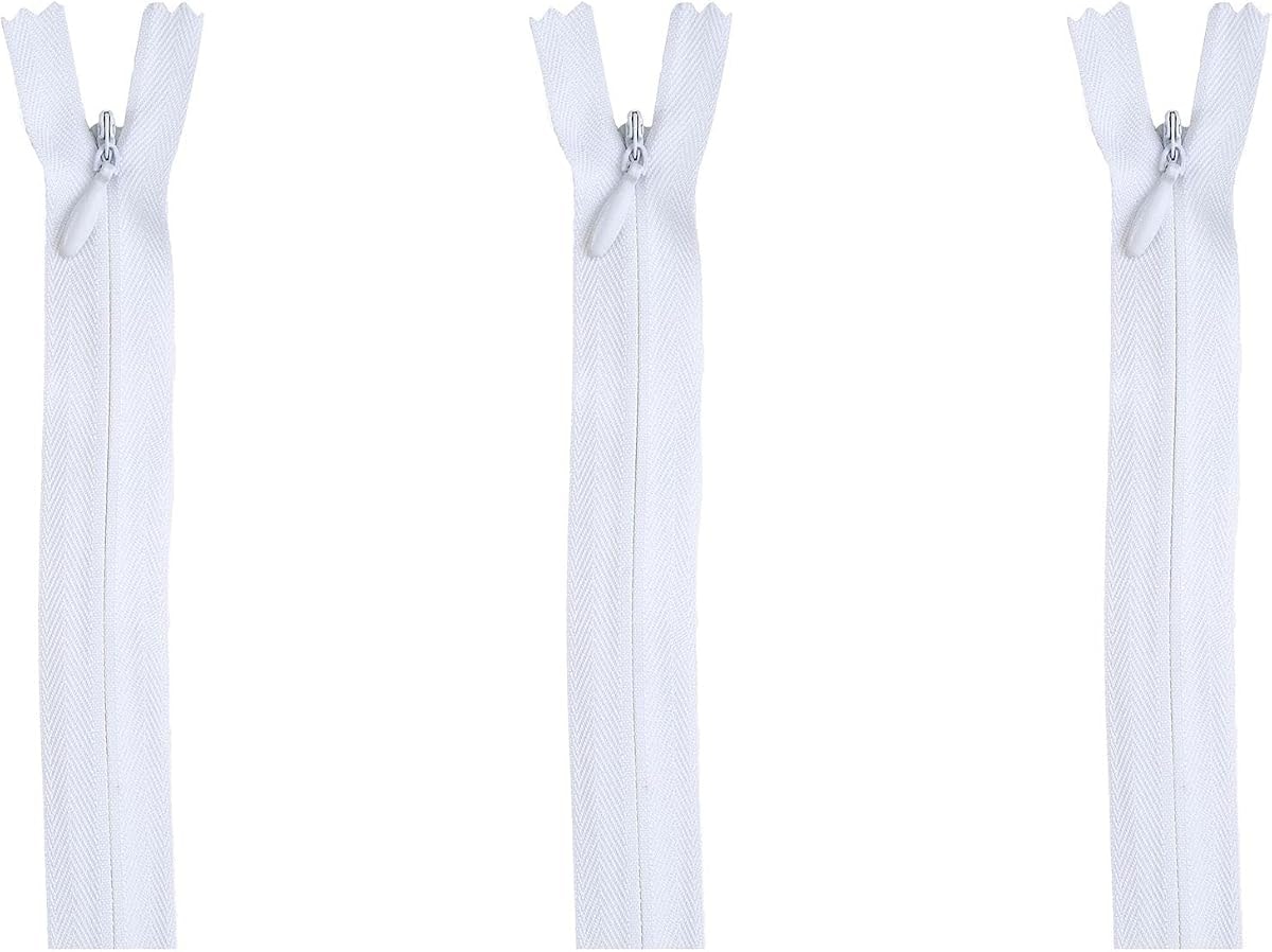 C&C Invisible Zipper - 3 Pack of 9 Inch Zippers - White