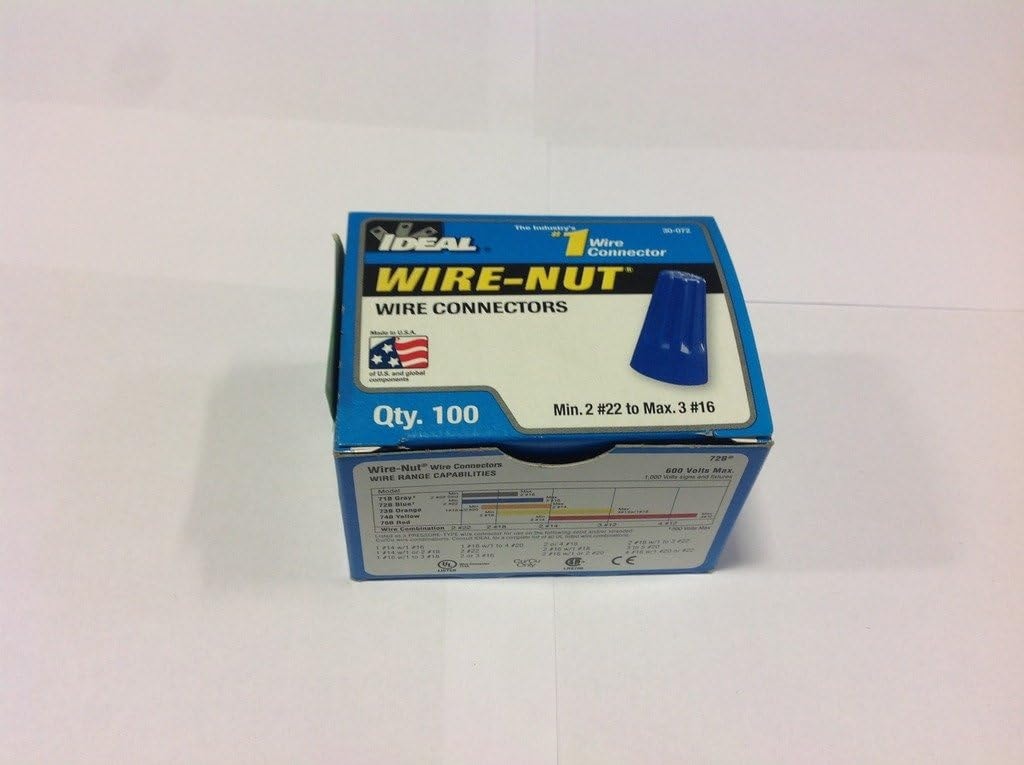 Ideal 30-072 Wire-Nut 72B Wire Connector, Blue (Pack of 100)